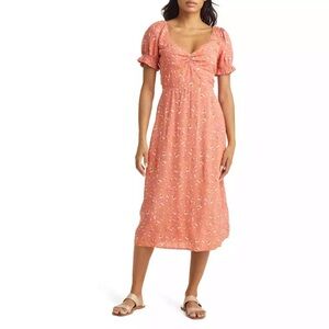 NWT Billabong Fell For You Floral Midi Dress In Terracotta Women's Size XL